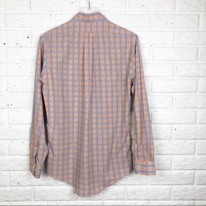 Brooks Brothers orange and blue plaid slim fit shirt